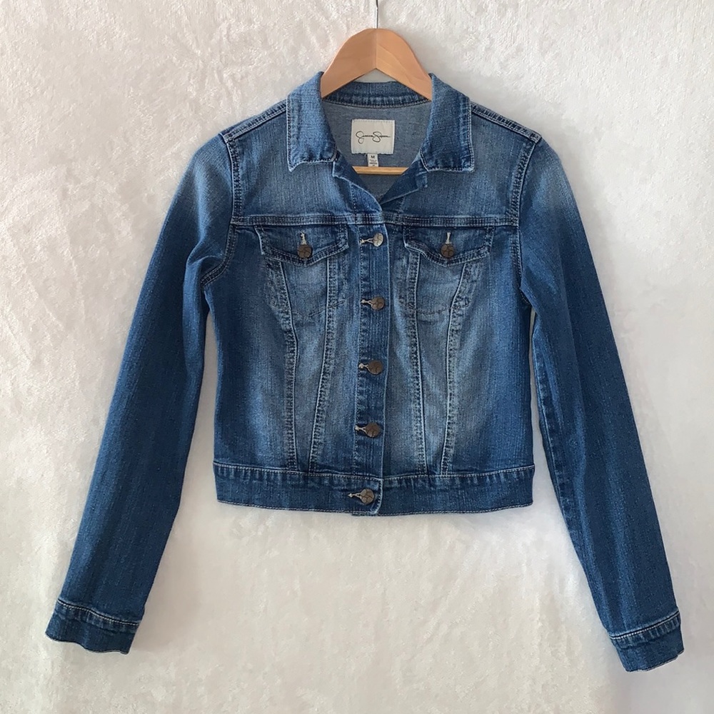 Jessica Simpson✨Cropped Blue Jean Jacket Size M